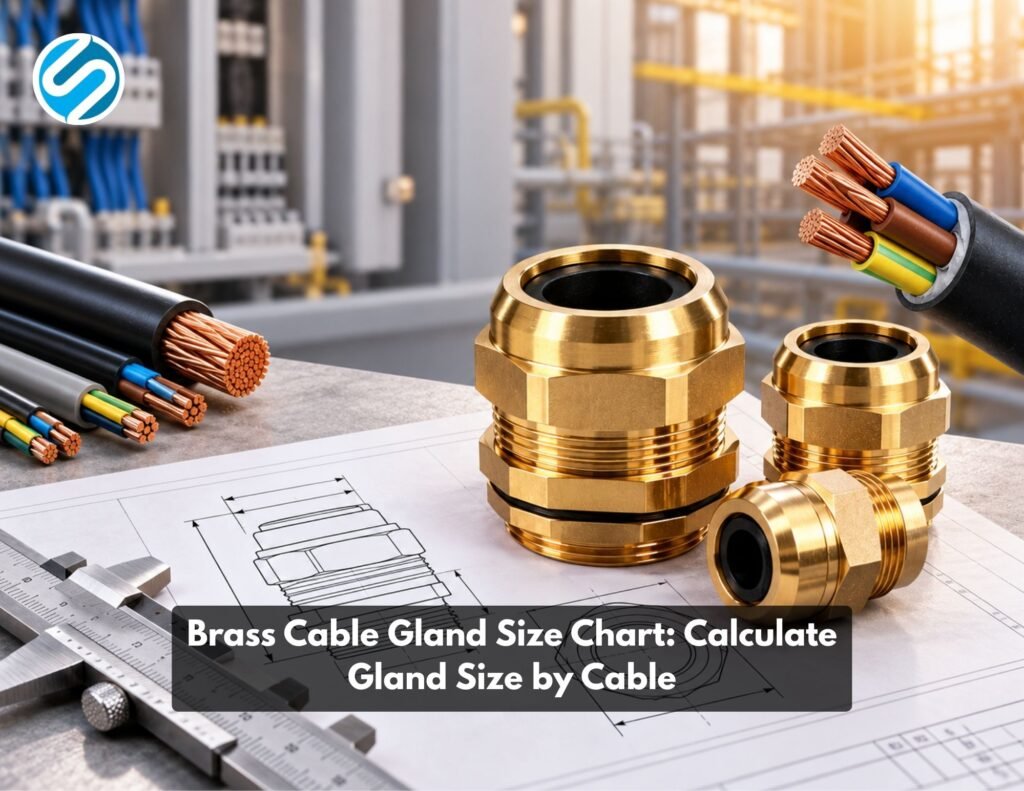 brass cable gland size